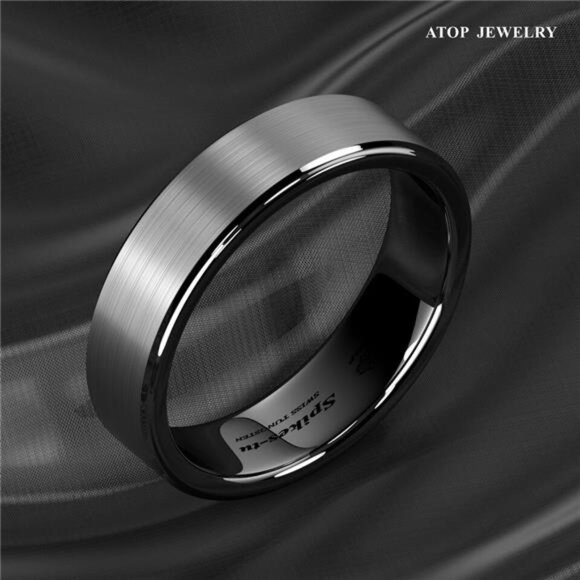 6mm Black Brushed Titanium Men's Wedding Band Ring - Unisex Wedding Ring - Picture 3 of 6